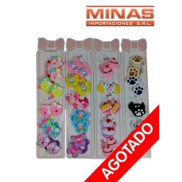 COLITAS CON APLIQUE DE GOMA  X 5 PARES, 6 MODELOS, $ 12 C/U.