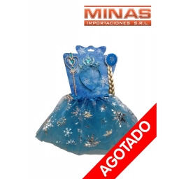 FALDA CELESTE + TIARA + VARITA + TRENZA.