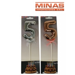 CAKE TOPPER N� 5, ROSA, PLATEADO O DORADO.
