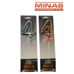 CAKE TOPPER N� 4, ROSA, PLATEADO O DORADO.