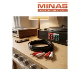 CABLE DE AUDIO ESTEREO X 5 METROS, 2 RCA A 2 RCA, MACHO A MACHO.