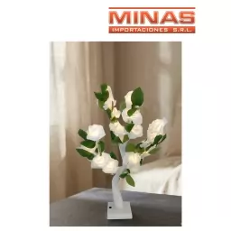 ROSAL DE 20 FLORES LUMINOSAS X 55 CM, ROSADO O BLANCO.