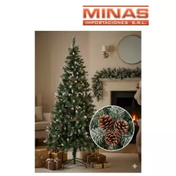 ARBOL STANDARD NEVADO CON PI�AS X 150 CM, 600 RAMAS, CON BASE DE METAL.