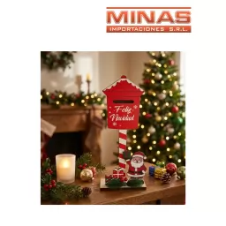 ADORNO NAVIDE�O EN MDF, X 25 CM, BUZON FELIZ NAVIDAD Y PAPA NOEL.