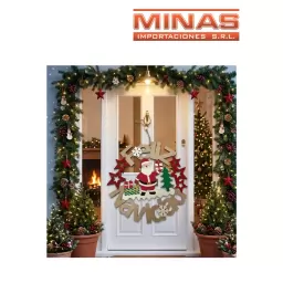 ADORNO NAVIDE�O EN MDF X 23 CM, PARA PUERTA, PAPA NOEL Y REGALOS.