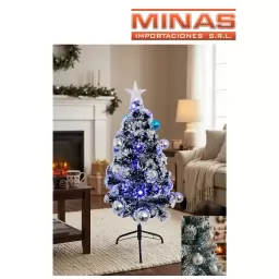 ARBOL NEVADO CON F. OPTICA Y ADORNOS X 90 CM, CON BASE DE METAL.