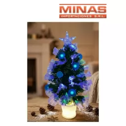 ARBOL VERDE CON F. OPTICA AZUL Y ADORNOS AZULES X 60 CM.