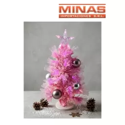 ARBOL ROSA CON F. OPTICA Y ADORNOS DORADOS X 60 CM.