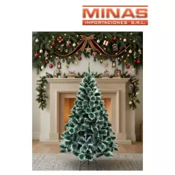 ARBOL PINO NEVADO X 120 CM, 100 RAMAS, CON BASE DE METAL.