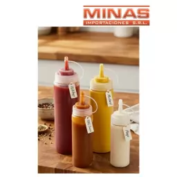 BOTELLA PARA SALSAS O ADEREZOS X 900 ML, 30 CM X 8 CM, BLANCO.