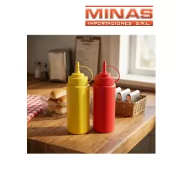 BOTELLA PARA SALSAS O ADEREZOS X 500 ML, 20 CM X 6,5 CM , 2 COLORES.