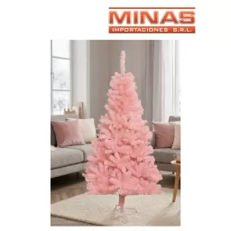 ARBOL STANDARD ROSA CON NIEVE 150 CM, CON BASE DE METAL.