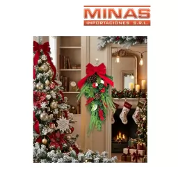 ADORNO PARA PUERTA 50 CM  3 COLORES ROJO BLANCO Y BEIGE