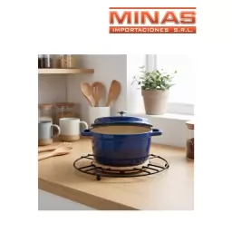 POSAOLLAS X 18 CM, DE METAL NEGRO Y MADERA, REDONDO.