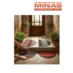ALFOMBRA MEDIA LUNA, DE 40 CM X 60 CM, 4 DISE�S AZTECAS.