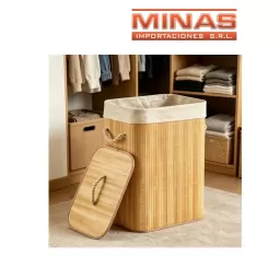 CESTO DE BAMBU NATURAL PARA GUARDAR ROPA 40 X 30 X 40 CM