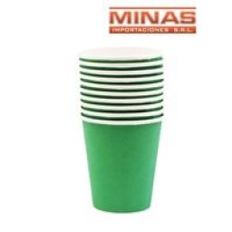 VASOS DESCARTABLES DE 250 ml  X 10 UND,VERDE.