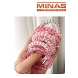 COLITAS RESORTE X 6 UND,TONOS ROSA, 6 DISEOS.