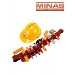 CINTO CON 8 HERRAMIENTAS + CASCO,64 CMX 18 CM.