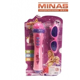 MICROFONO CON LUZ Y SONIDO + LENTES.