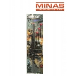 METRALLETA NEGRA X 45 CM + 3 DARDOS.