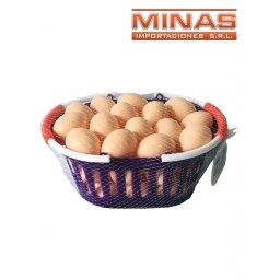 HUEVOS DE PLASTICO DE 5 CM X 36 UND.+ CANASTO DE 26 CM X 18 CM X 12 CM.