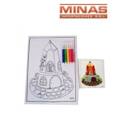 LAMINA PARA COLOREAR + 5 MARCADORES, VARIOS DISEOS.