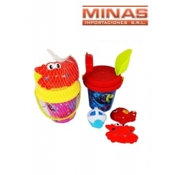 BALDE PECESITO + REGADERA + 5 ACC. 32 CM X 22 CM DOS COLORES.