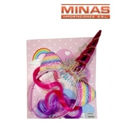 TIARA UNICORNIO CON COLITAS Y OREJITAS.