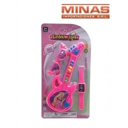 GUITARRA MUSICAL + LENTES + RELOJ.