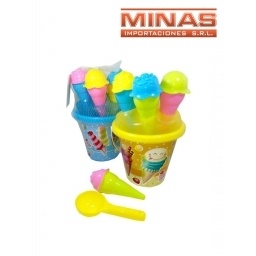 BALDE HELADO + 4 CUCURUCHOS + CUCHARA, 2 COLORES.