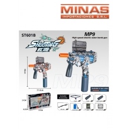 ARMA MP9 RECARGABLE LANZA ORBITS X 32 CM + 5.000 ORBITS + GAFAS, 2 COLORES.