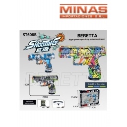 ARMA BERETTA  LANZA ORBITS X 20 CM + 5.000 ORBITS + GAFAS, 2 COLORES