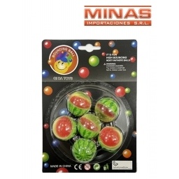 MINI PELOTAS DE GOMA X 6 UND,SANDIA.