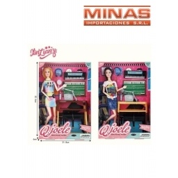 MUECA ARTICULADA, DE 30 CM + 6 ACCESORIOS DE MUSICA.