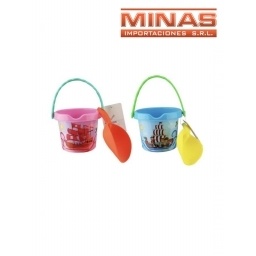 BALDE DE PLAYA + PALITA X, 18 CM X 15 CM X 12 CM.