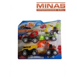 AUTITOS DE CONSTRUCCION X 4 UNDS,26 CM X 23 CM.