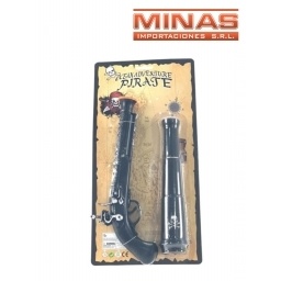 PISTOLA DE PIRATA Y CATALEJO 40 X 20 CM