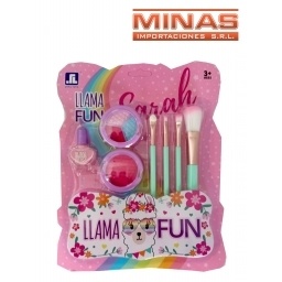 MAQUILLAJE LLAMA , SOMBRAS + RUBOR + 4 BROCHAS Y ESMALTE.