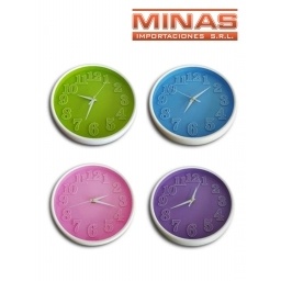 RELOJ DE PARED X 24,5 CM.ESFERA DE COLOR.