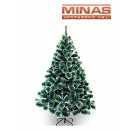 ARBOL PINO NEVADO X 120 CM, 100 RAMAS, CON BASE DE METAL.