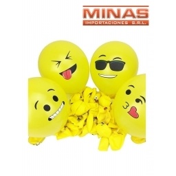 GLOBOS CON CARITAS DE EMOTICONS 12''. 10pcs,  15 MODELOS DE CARITAS