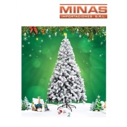 ARBOL STANDARD VERDE CON NIEVE  X 90 CM, 120 RAMAS, CON BASE DE PLASTICO.