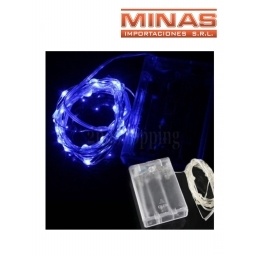 LUCES DE NAV. FIJAS AZULES DE 50 LED X 5 M, A PILA.