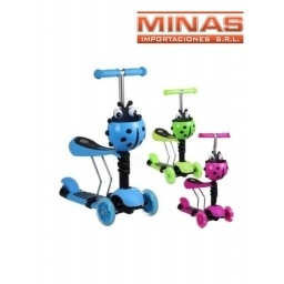 MONOPATIN CON ASIENTO BUENA CALIDAD AZUL VERDE Y ROSADO