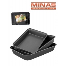 SET DE 3 ASADERAS,LA MAS GRANDE DE 34 CM X 24 CM X 5 CM .