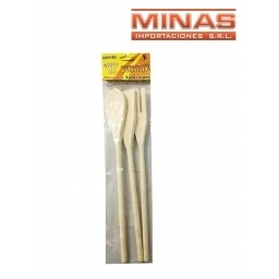 CUBIERTOS DE MADERA 3 PIEZAS