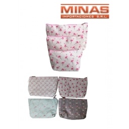 SET DE NECESER FLAMENCO X 3 PIEZAS 4 COLORES