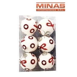 ADORNO DE NAV. BLANC/ROJ 5 CM X 6 PCS,C/U 12.
