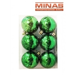 ESFERA DE NAVIDAD DE 5 CM  X 6 PCS, VERDE.